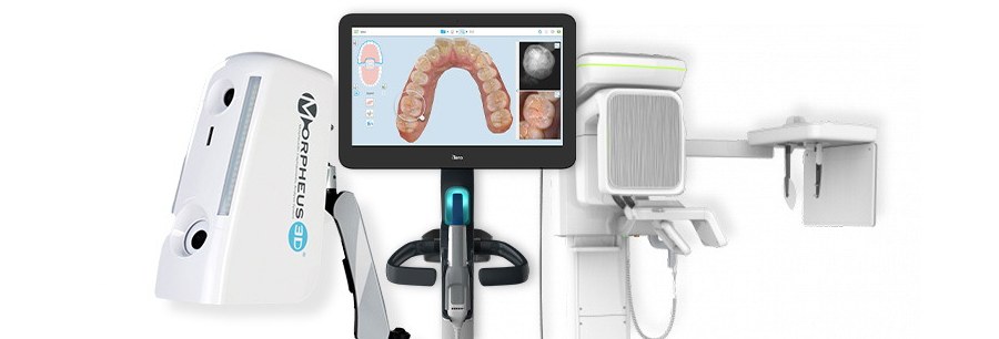 Diagnostic equipment at Yonsei Godeok S Dental Clinic: Morpheus 3D facial scanner, iTero intraoral scanner and Vatech Green 16 CT